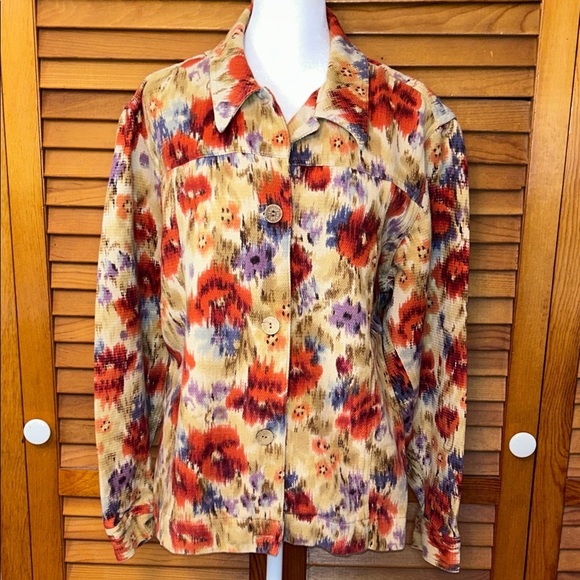 Chico’s Fall Floral  Button-Up Jacket Size XL - Picture 2 of 9